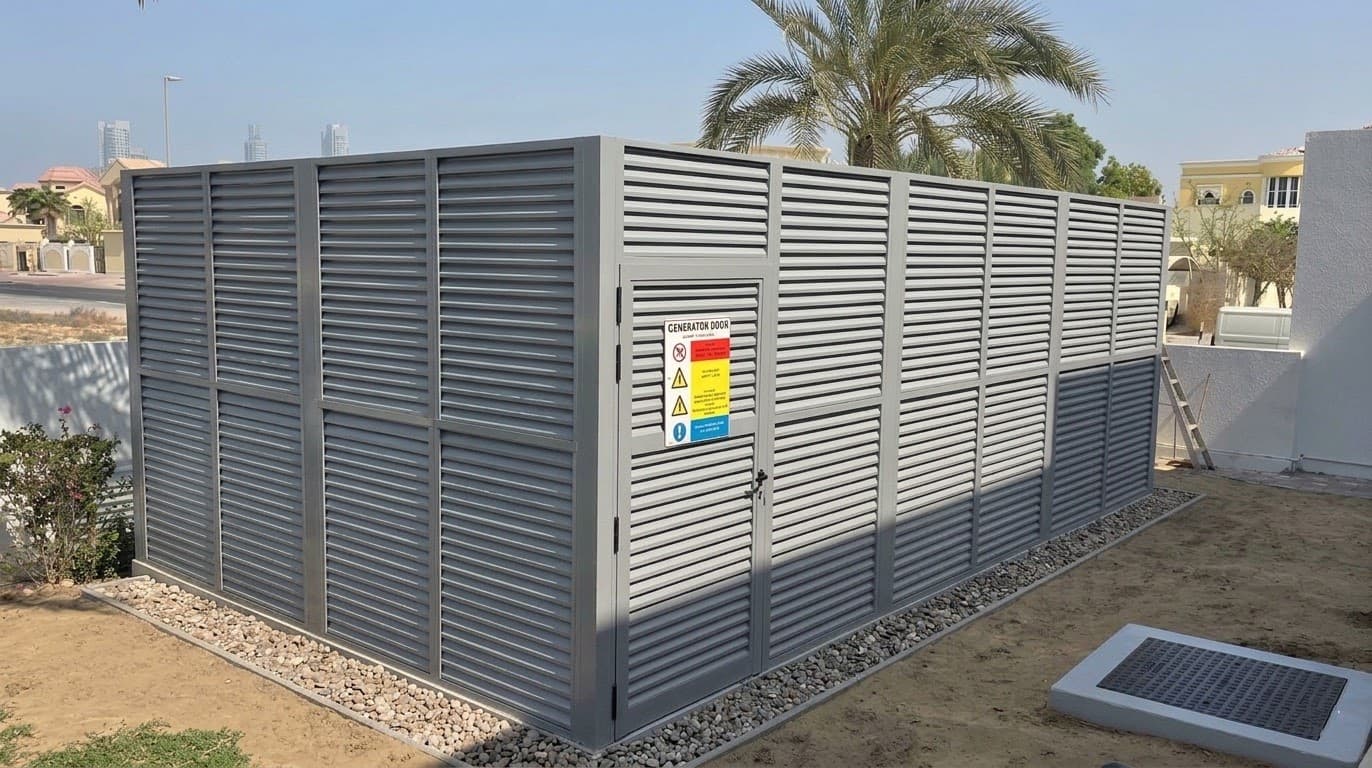 Installed generator enclosure at a project site